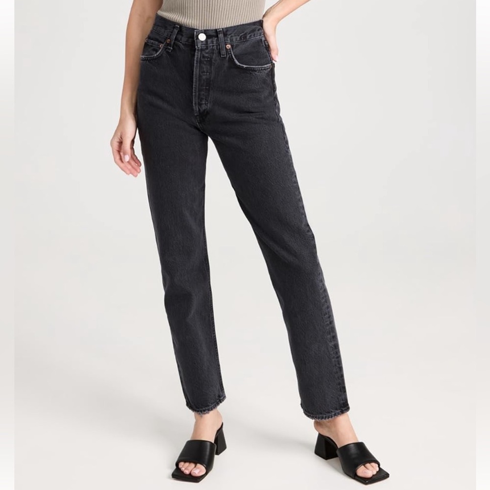 Agolde 90s pinch waist high rise black straight leg jeans